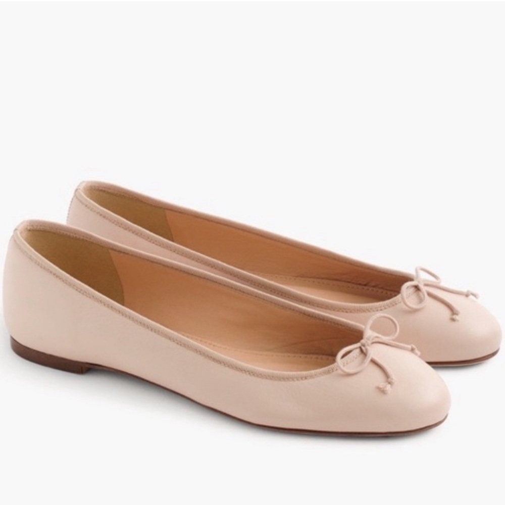 J CREW New Coco genuine leather blush pink ballet flat bow style G1939 size 8